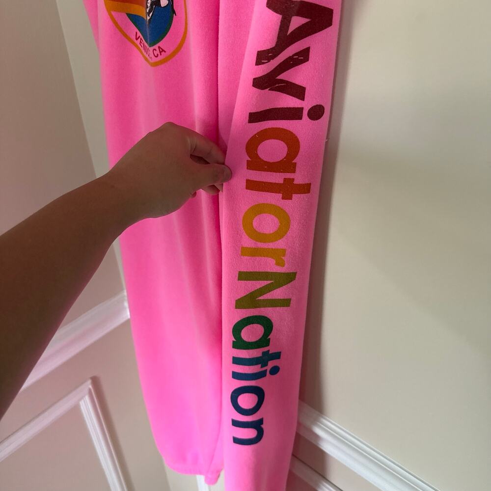 Aviator Nation | NEW Neon Pink Venice CA Sweatpants Joggers Women’s Sz Large - Picture 6 of 8